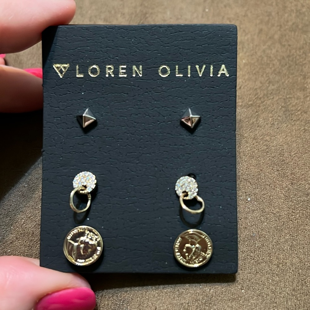 Loren Olivia Set of 3 Pair of Earrings